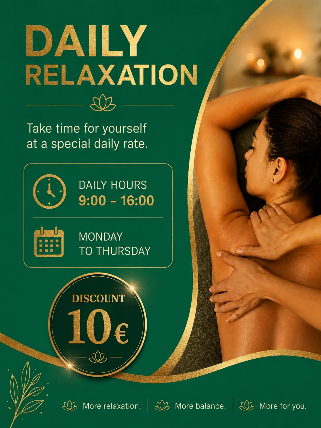 Daily Relaxation — special daytime rate at Mieli Massage Studio