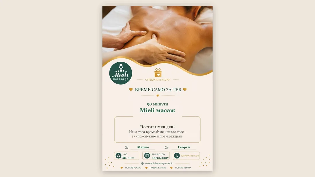 A name day gift: a massage voucher when you do not know what to give
